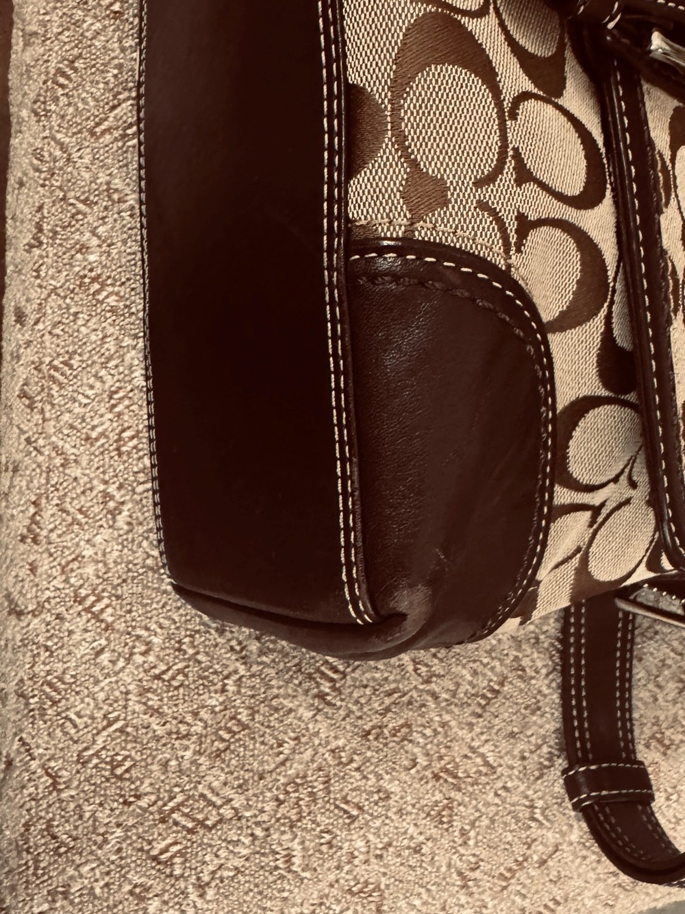 Coach Brown & Tan Signature Canvas Shoulder Bag - Picture 6 of 8